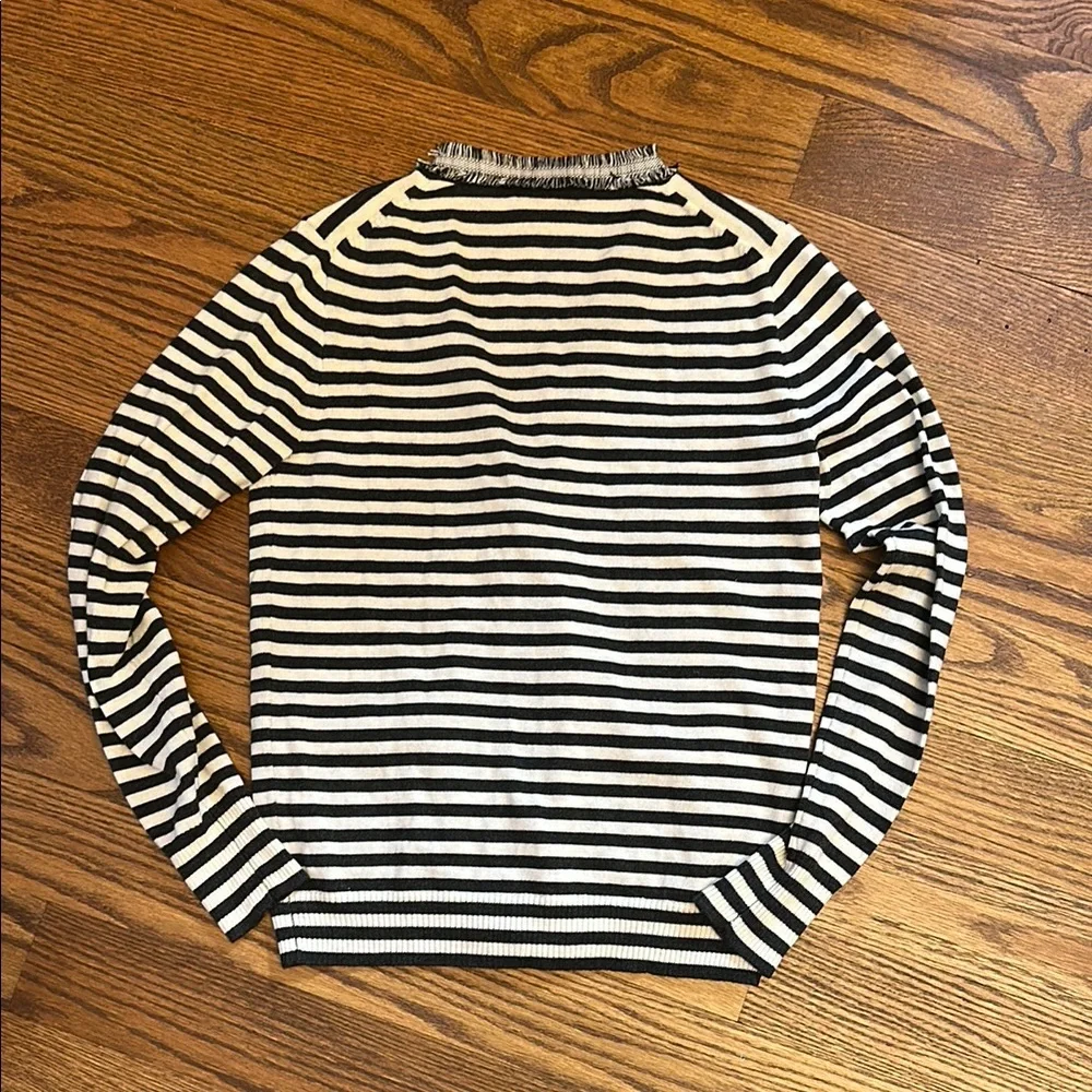 GUC J. Crew Black and White Striped Cardigan Sweater; S - Picture 2 of 6